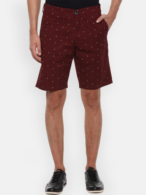 

Van Heusen Sport Men Maroon Printed Mid-Rise Chino Shorts