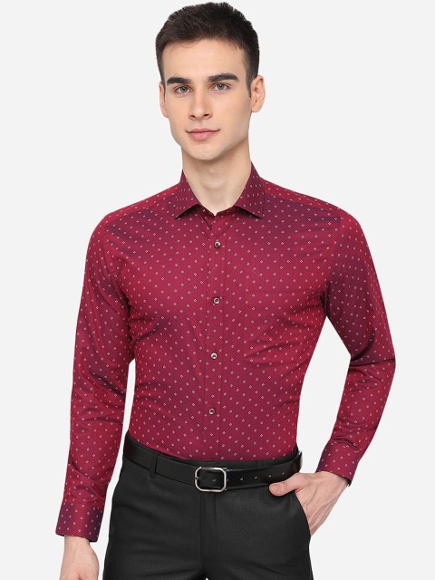 

Greenfibre Men Maroon Slim Fit Printed Formal Shirt