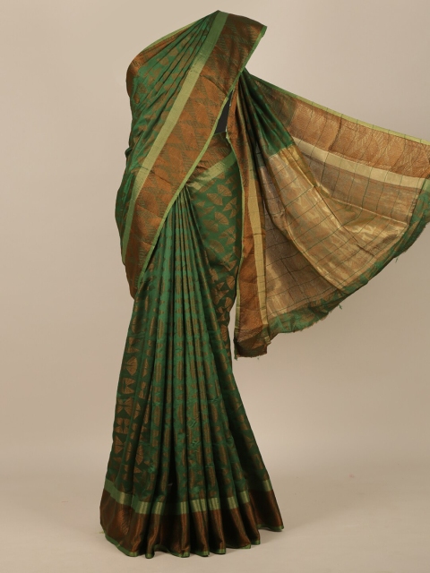 

Pothys Green & Gold-Toned Zari Jute Silk Saree