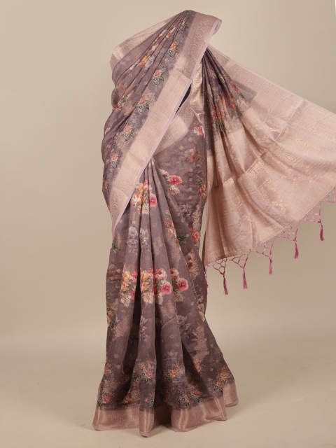 

Pothys Purple & Red Floral Jute Silk Saree