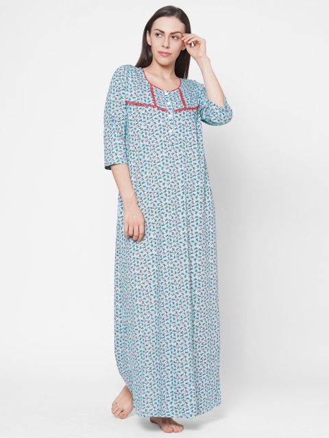 

Sweet Dreams Blue Printed Maxi Nightdress