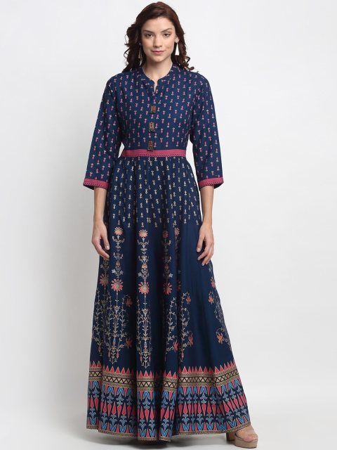 

ANAISA Women Blue Ethnic Motifs Printed Anarkali Kurta