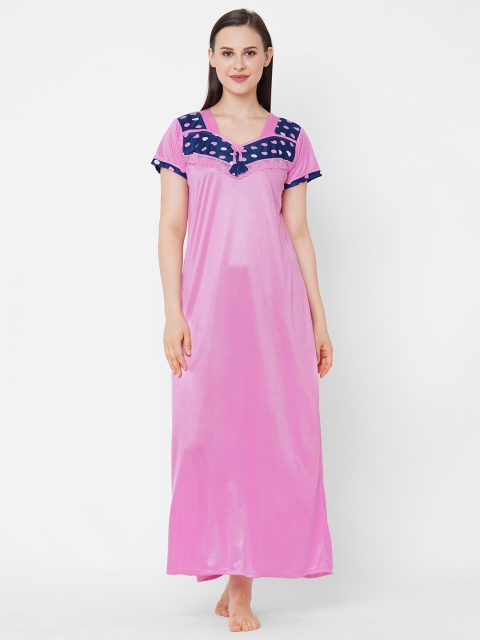 

Juliana Dream Pink & Blue Maxi Satin Nightdress