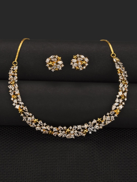 

Studio Voylla Women Gold-Plated White CZ-Studded Jewellery Set