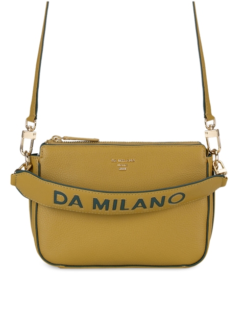 

Da Milano Yellow Leather Structured Sling Bag