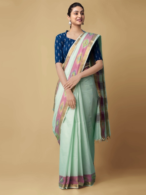 

Unnati Silks Sea Green Pure Cotton Sambalpuri Saree