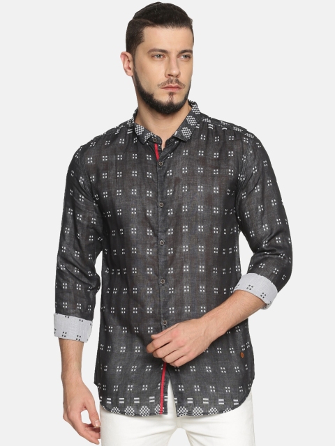 

WITH Men Black Printed Casual Shirt