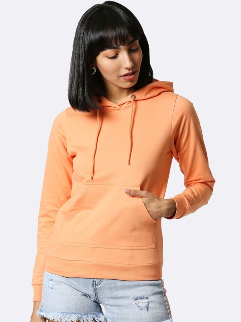 

Bewakoof Women Orange Hooded Sweatshirt