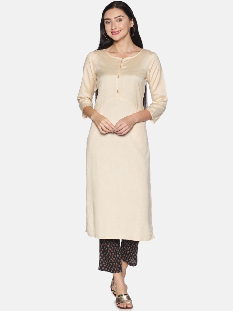 

Saffron Threads Women Beige Kurti with Trousers