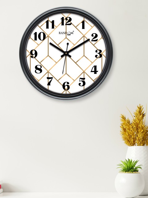 

RANDOM White & Gold-Toned Printed Contemporary Wall Clock