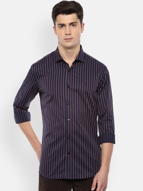Louis Philippe Sport Men Navy Blue Slim Fit Striped Casual Shirt