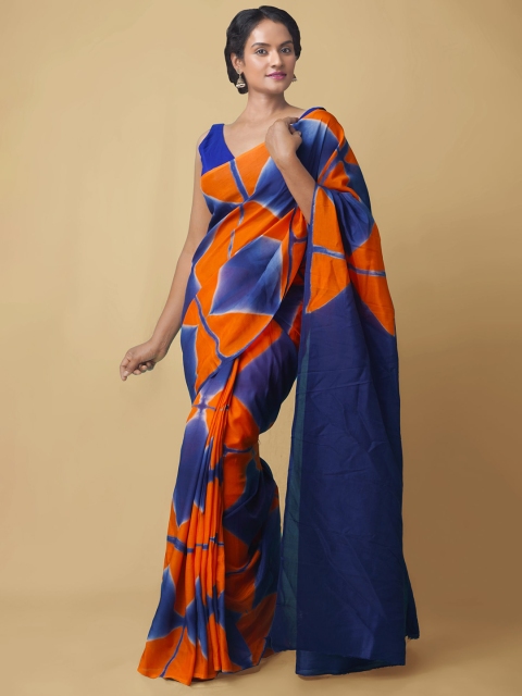 

Unnati Silks Navy Blue & Orange Art Silk Saree