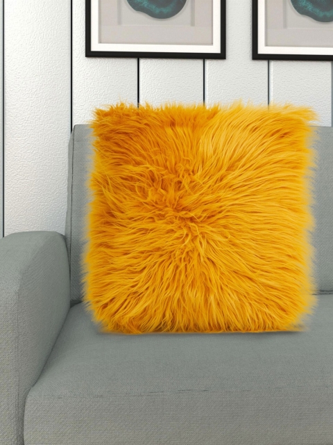 

Home Centre Yellow Solid Fur Filled Cushion
