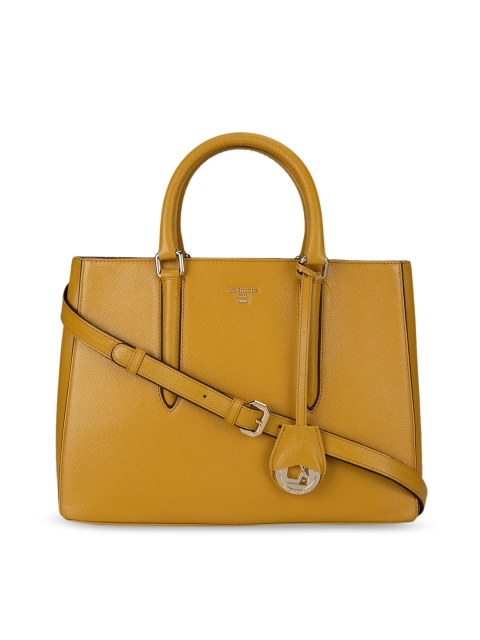 

Da Milano Yellow Leather Structured Handheld Bag