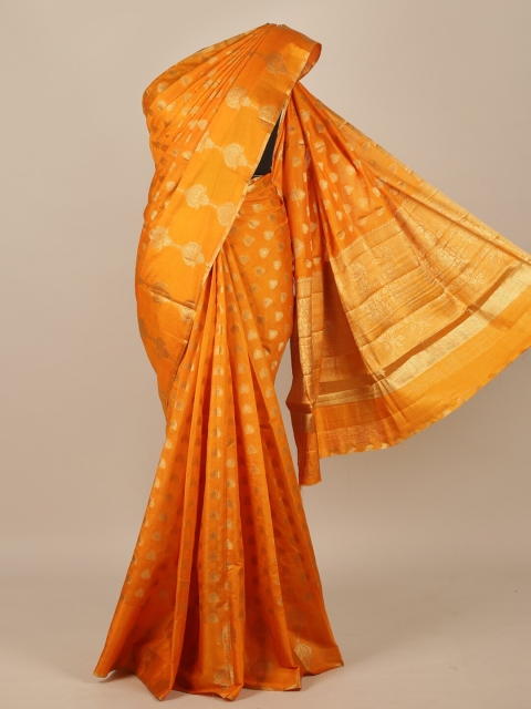 

Pothys Orange & Gold-Toned Ethnic Motifs Jute Silk Saree