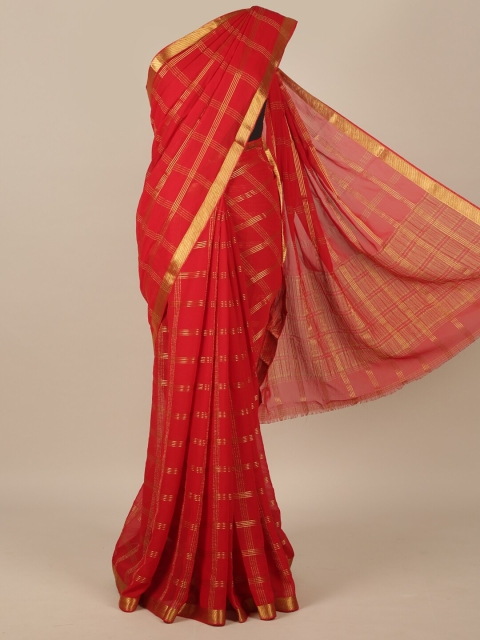 

Pothys Red & Gold-Toned Woven Design Saree