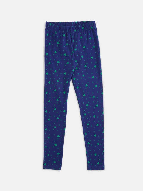 

Pantaloons Junior Girls Navy Blue & Green Printed Ankle-Length Leggings