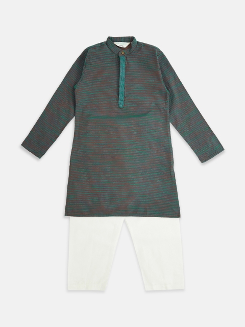 

indus route by Pantaloons Boys Blue Striped Kurta with Pyjamas