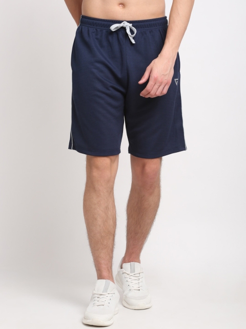 

GRIFFEL Men Navy Blue High-Rise Regular Shorts