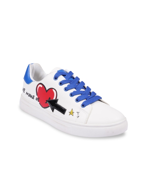 

HEATWAVE Women Blue & White Printed PU Sneakers
