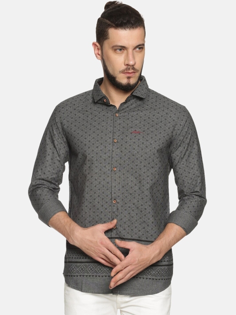 

WITH Men Grey Printed Casual Shirt