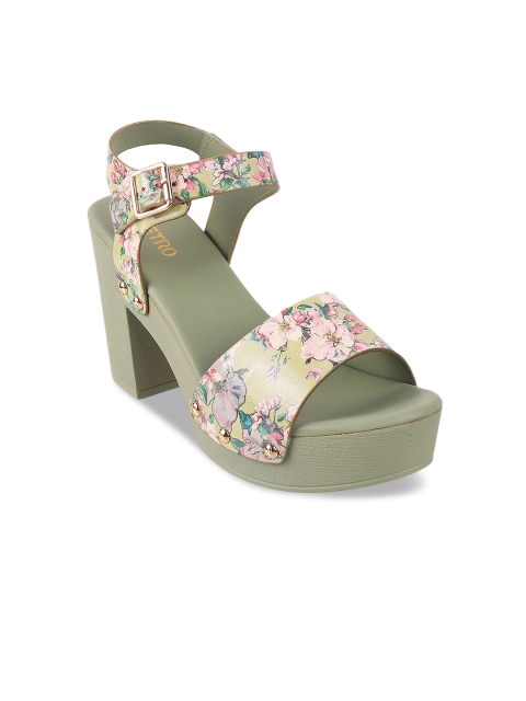 

Metro Green Printed Platform Sandals with Buckles