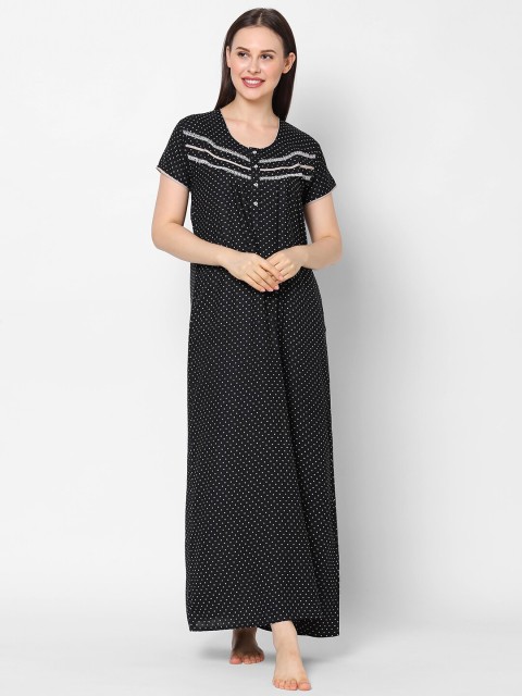 

Sweet Dreams Black Printed Maxi Nightdress