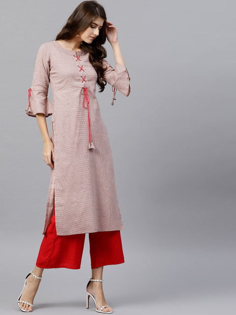 

GERUA Women Multi Checked Flared Sleeves Kurta