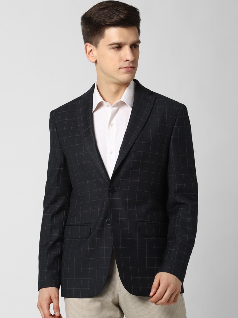 

Peter England Elite Men Black & White Checked Slim-Fit Formal Blazer