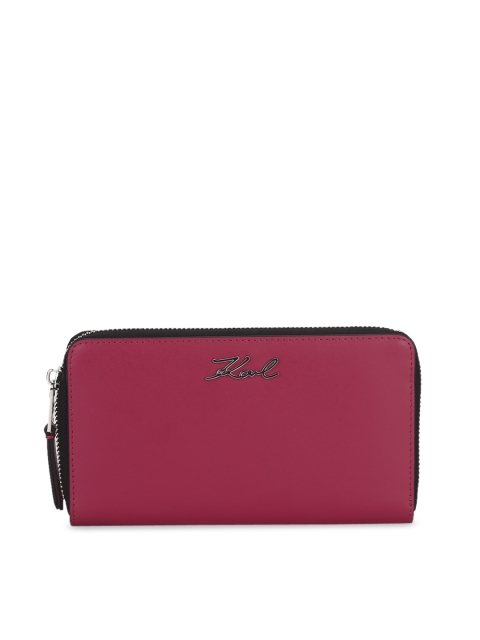 

Karl Lagerfeld Women Pink Long Zip Around Wallet