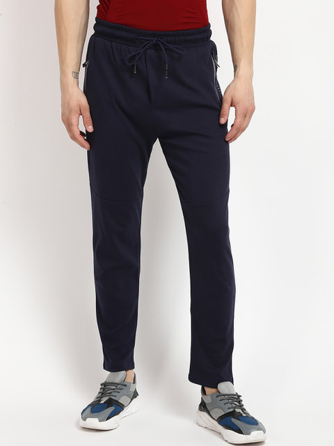 

V2 Value & Variety Men Navy Blue Solid Straight-Fit Cotton Track Pants