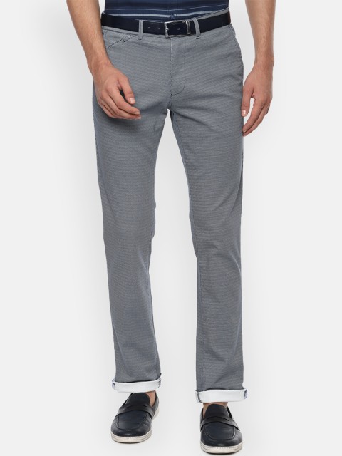 

V Dot Men Grey Textured Regular Trousers