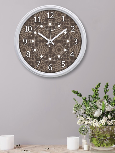

RANDOM Brown & White Printed Contemporary Wall Clock