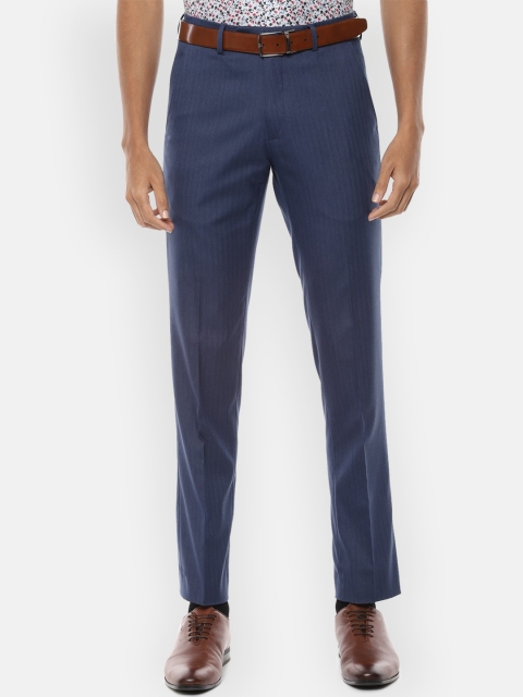 

Van Heusen Men Navy Blue Slim Fit Formal Trousers