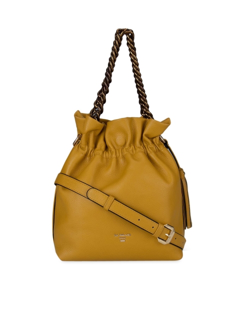 

Da Milano Yellow Leather Bucket Handheld Bag