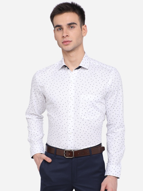 

Greenfibre Men White Slim Fit Printed Formal Shirt