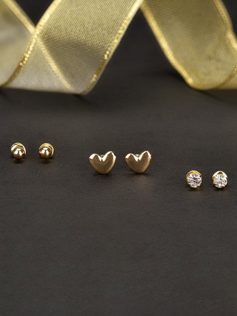 

Accessorize Set of 3 Golden Stud Earrings, Gold