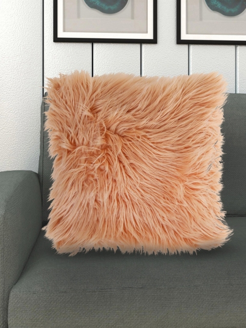 

Home Centre Peach-Coloured Solid Fur Filled Cushion