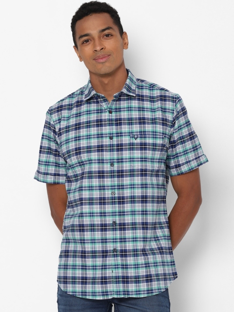 

Allen Solly Men Blue Slim Fit Tartan Checks Checked Casual Shirt