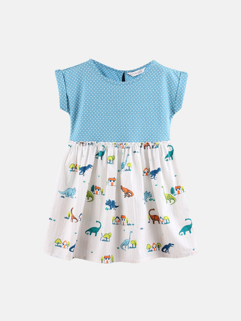 

Beebay Girls Turquoise Blue & White Dino Print Dress
