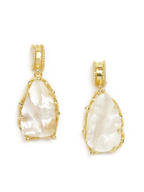 

NAMASYA Gold-Plated & White Contemporary Drop Earrings