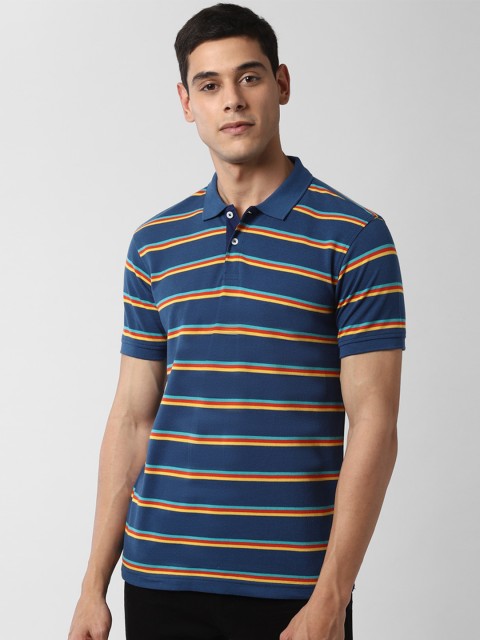

Peter England Casuals Men Navy Blue & Red Striped Polo Collar T-shirt