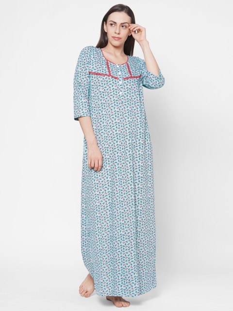 

Sweet Dreams Blue Printed Maxi Nightdress