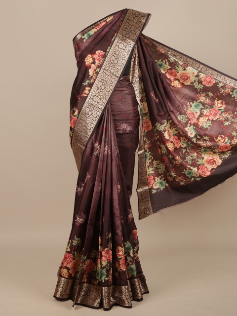 

Pothys Maroon Floral Zari Jute Silk Saree