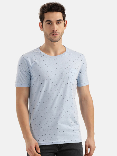 

V2 Value & Variety Men Blue Printed Cotton T-shirt