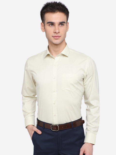 

Greenfibre Men Yellow Micro Checks Formal Shirt