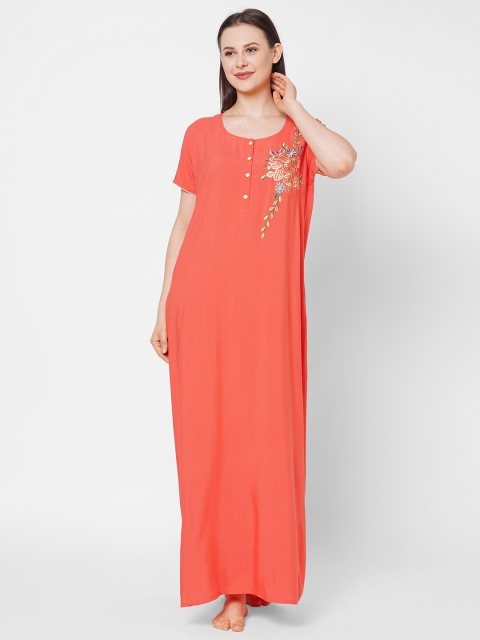 

Sweet Dreams Coral Solid Maxi Nightdress