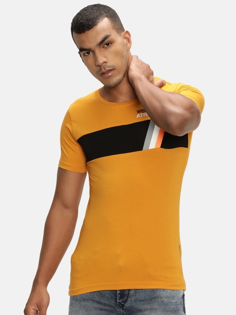 

V2 Value & Variety Men Mustard Yellow Printed Round Neck T-shirt