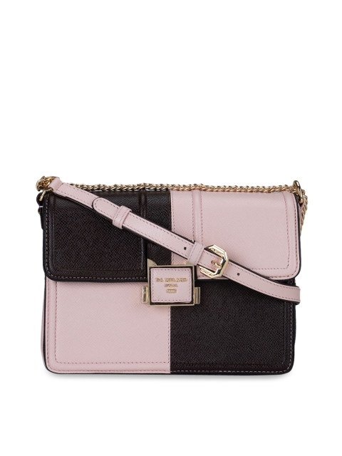 

Da Milano Pink Colourblocked Leather Structured Sling Bag