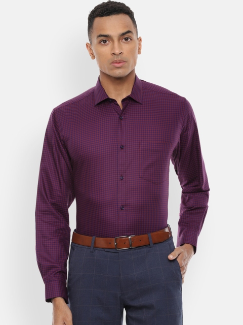 

Van Heusen Men Red & Navy Blue Micro Checks Checked Cotton Formal Shirt